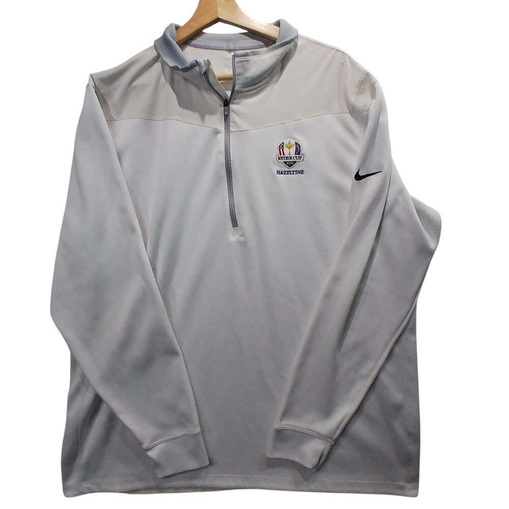 Nike Golf Mens 2XL White 2016 Ryder Cup Hazeltine Dri-Fit 1/4 Zip Pullover